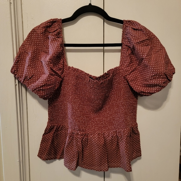 NWT J Crew Squareneck smocked cotton voile top in dot - Picture 3 of 6